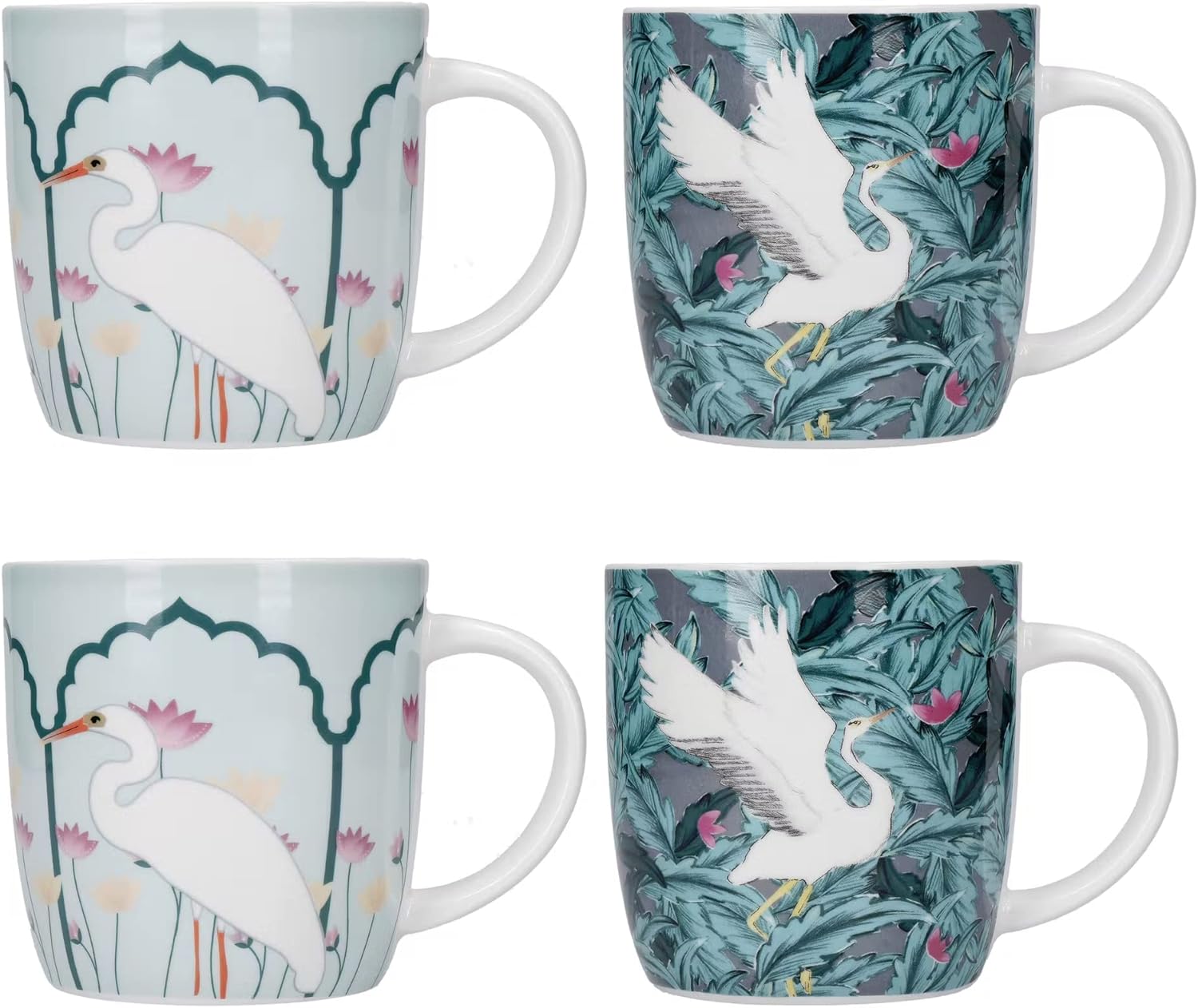 KitchenCraft Oriental Exotic Crane Barrel Mugs (Set of 4)