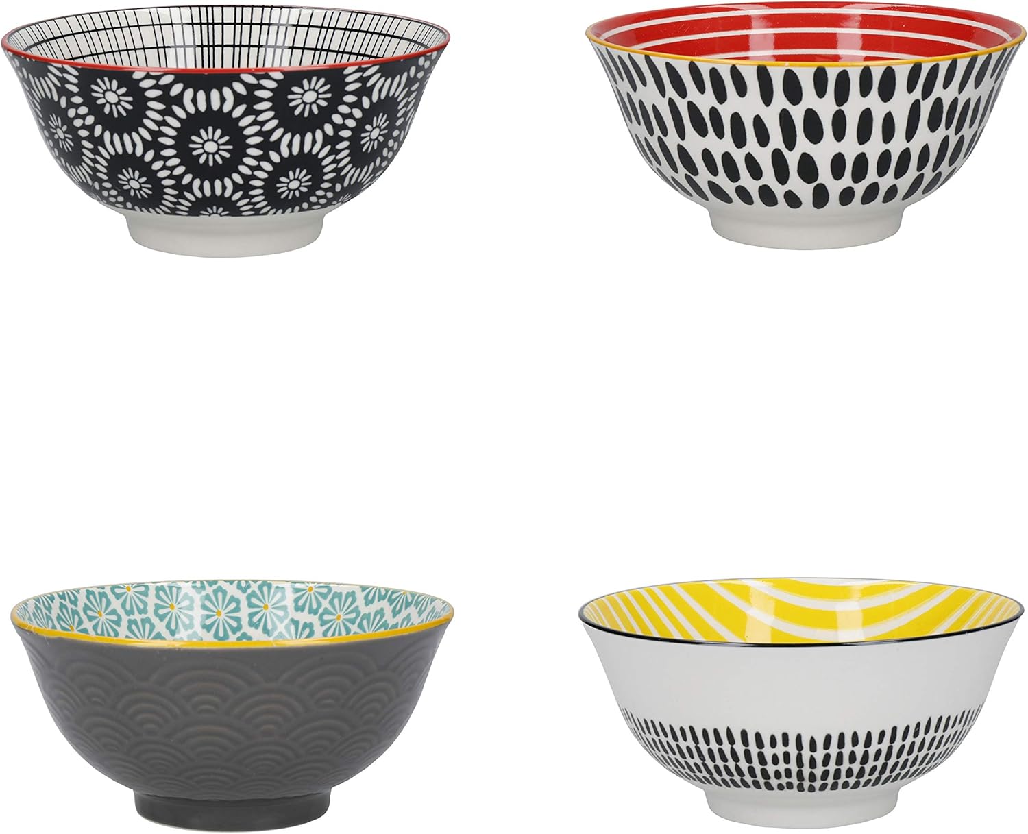 KitchenCraft Patterned Cereal Bowl Set — Monochrome Designs
